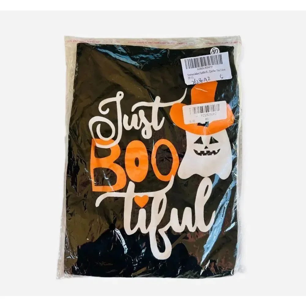 New Baby Girls Halloween Bootiful You Halloween Hooded Romper - Sz 3-6 mo